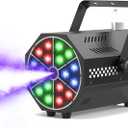 Fog Smoke Machine with 18 RGB LED Lights, 300ml Tank, Fast Warm-Up, Multiple Effects, 500W, for Halloween, Parties, DJ Stage, Weddings Indoor Outdoor (Black)