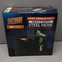 PowerFlow Garden Hose, NON-EXPANDABLE 50 Feet Premium Quality Stainless Steel Metal Water Hose with Durable Fabric Skin, Hose For Commercial, Residential Use, Bonus 10-way Spray Nozzle (50 Ft, Black)