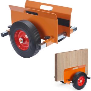 lukar Heavy Duty Panel Dolly, 1100LBS Capacity Door Dolly Panel Mover, Adjustable Clamp Panel Cart with 10" Solid Rubber Wheels, Drywall Mover for for Wood Panels, Doors and Drywall Sheet (Orange)