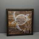Sea Turtle Wood Wall Art: Sea Life Framed Print Picture Ocean Animal Underwater Artwork Marine Creature Starfish Painting for Living Room Bathroom Decoration 24x 24