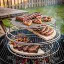 7 Piece Grill Replacement Kit for 18 Inch Kamado Stainless Steel Multi Level Cooking Rack System with Half Moon Ceramic Heat Deflectors for Charcoal BBQ Smoking Roasting Dad Gift