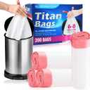 6 Gallon White Drawstring Trash Bags, 2 Rolls