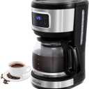 12 Cup Programmable Coffee Maker, Touchscreen Drip Coffee Maker-12 Cup Keep-Warm Function, Auto Shut-Off, Stainless Steel Construction, Permanent Filter, Ideal for Home and Office Use