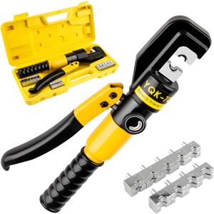 Hydraulic Crimping Tool With 9 Pairs Of Dies, 12 To 2/0 Awg, Hydraulic Wire Battery Cable Lug Terminal Crimper Crimping Tool, Crimping Easier