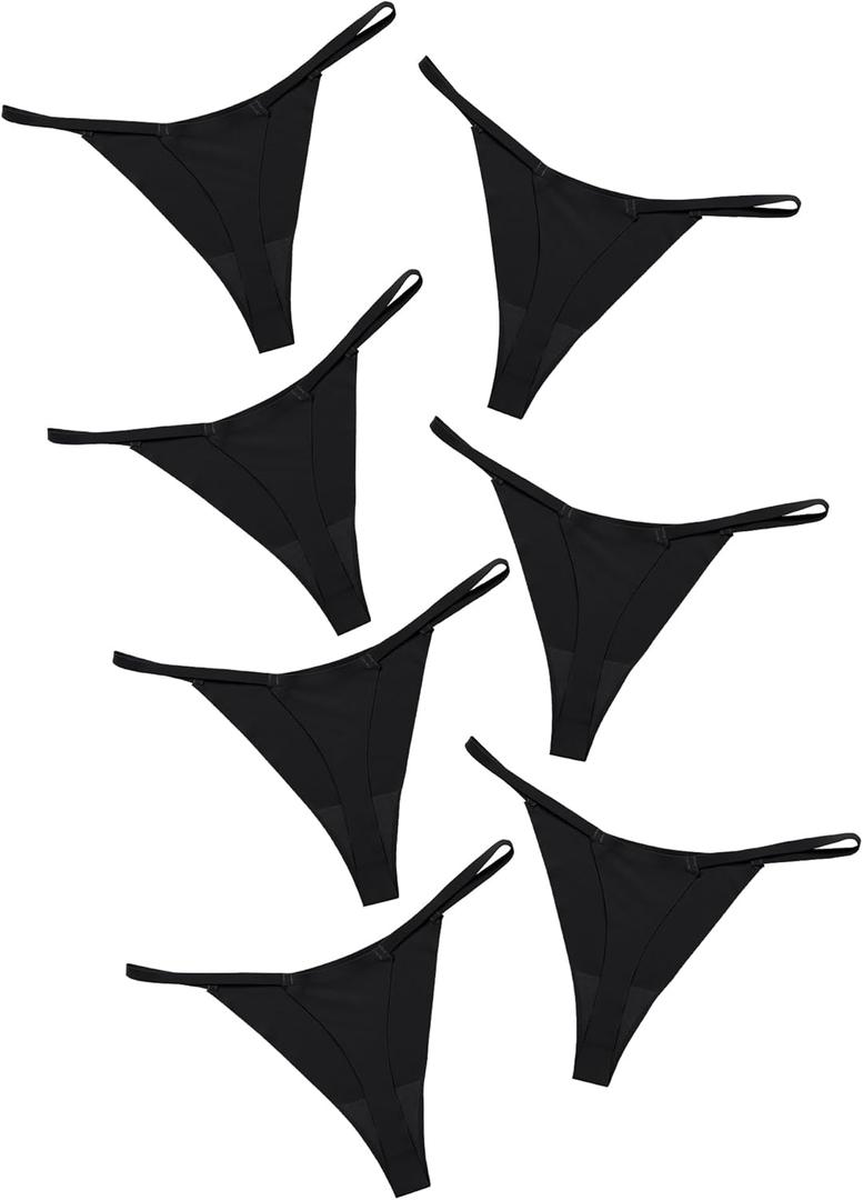 DEANGELMON Seamless G-string Thongs for Women - No Show Thong Underwear Low Rise Stretch Panties Workout Pack (Medium)