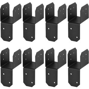 4 Pcs 2x4, 2x6 Black Post Caps Tie Bracket, Inner Width Actual 1-1/2", Joist Anchor Connector Hanger, 17 Gauge