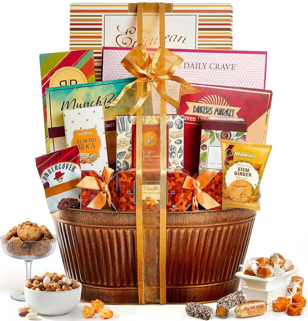 Broadway Basketeers Ultimate Gift Basket with Gourmet Foods Snacks & Sweets, No BB Date