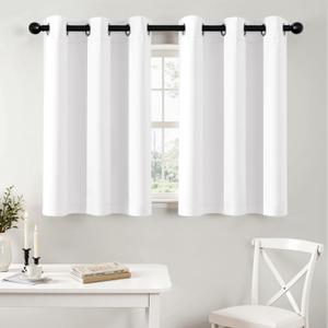 MIULEE Pure White Blackout Curtains for Bedroom Living Room 36 Inches Long 2 Panels, Thermal Insulated Room Darkening Drapes Grommet Noise Reducing Light Blocking Window Treatments 40x36 Inch