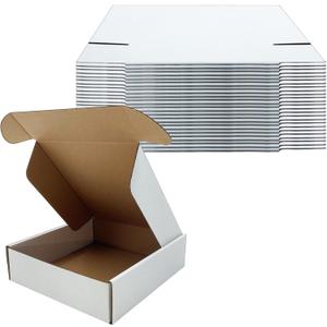 7 x7 x2 Inches Shipping Boxes Set of 25,White Corrugated Mailing Cardboard Box Literature Mailer for Packing Small Business Moving Storage, E-Commerce Packaging Mailing Boxes Gift Boxes for Presents