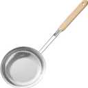 Stainless Steel and Wood Handle Strainer Spoon Set Fine Mesh Noodle Strainer for Soup Pot Oil Skimmer