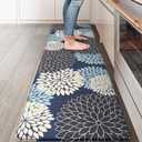 KIMODE Anti Fatigue Kitchen Mat, Cushioned Floral Kitchen Runner, Non Slip Memory Foam Kitchen Mat for Floor, Waterproof Standing Desk Mat for Laundry, Office, Sink Mutil-Blue 17.3"x59"