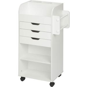 Honey-Can-Do Deluxe Rolling Craft Storage Cart with Locking Wheels | Organizer for 30-inch Wrapping Paper, Ribbon Spools, Tools & Supplies | 3 Drawers & Open Shelves