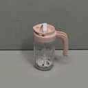 Papablic Glass Breastmilk Pitcher, Fast Baby Formula Maker with Mixing Handle Lid, Wide Mouth Mason Jar Breast Milk Storage Container with Flip-Lock Spout, BPA-Free, Pink.