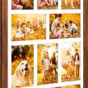 13x21 Collage Frame with 10 Openings 4X6 Pictures, Multiple Picture Frame with Mat, Wall or Tabletop Decor, Carbonized Brown Wood Grain,1 Pack