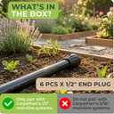 Carpathen Drip Irrigation Parts - 6PCS 1/2 inch End Plugs for Drip Irrigation System - Leak Free End Plug Connectors for 1/2" Tubing