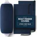Boat Fender Covers  | Black & Navy Blue | 1, 2 & 4-Pack | Polyester (2-Pack, Navy Blue, 8 x 22)