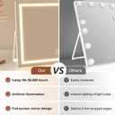 14 Inch LED Vanity Makeup Mirror with Lights, Gifts for Mom Mothers Day, Large Metal Frame Lighted Tabletop Mirror with 3 Color Dimmable Touch Control, 360 Rotation