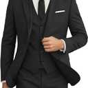 Men Suits 3 Pieces Set Slim Fit Wedding Suit Groomsmen Prom Suit Tuxedo Business Formal Casual Groom Suit Jacket Blazer Pants (Black, M)
