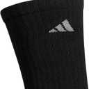 adidas Men's Athletic Cushioned Crew Socks (6 Pairs) Durable & Comfortable (Black, L)
