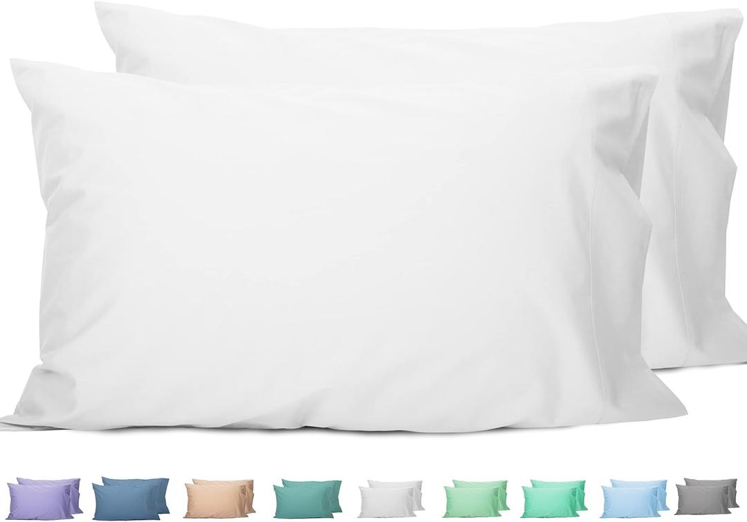 Sunflower Queen Pillowcases Set of 2, 100% Cotton Queen Pillow Cases 2, 2030 inches Bright White, Soft and Breathable (Queen (20"x30"))