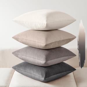 Softalker Throw Pillow Covers Set of 4, Velvet Soft Solid Colors Pillow Covers 18x18 Inch, Decorative Cushion Pillow Case for Couch Sofa Bedroom Living Room(Multi Grey)