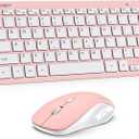 TECKNET Wireless Keyboard and Mouse Combo, Mini Cordless Computer Keyboard and Mouse Set 2.4GHz, Silent Adjustable 1600 DPI, Quiet Click, Lag-Free for Computer, Laptop, PC, Windows, Mac, Chrome OS (LIGHT PINK)