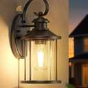 Porch Lights Dusk to Dawn Outdoor Lighting with E26 Sockets Glass Shade Exterior Lighting Fixtures Outside Light for House Patio Garage Black (Black-1 Pack)