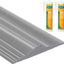 ToLanbbt 20Ft/6.1M Universal Garage Threshold Seal Strip with 300ml Black Adhesives, Garage Door Bottom Weatherproof Strip Rubber DIY Weather Stripping Replacement (Grey) (Gray)