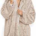 Dokotoo Womens 2025 Winter Long Sleeve Solid Fuzzy Fleece Open Front Hooded Cardigans Jacket Coats Outerwear with Pocket (XX-Large)