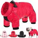 AOFITEE Dog Coat, Waterproof Dogs Jacket for Winter, Warm Fullbody Small Dog Snowsuit, Winter Coat for Small Dogs, Zip Up Pet Puffer Jacket Fleece Vest, Reflective Pet Snow Jackets, Christmas Red (XX-Large)