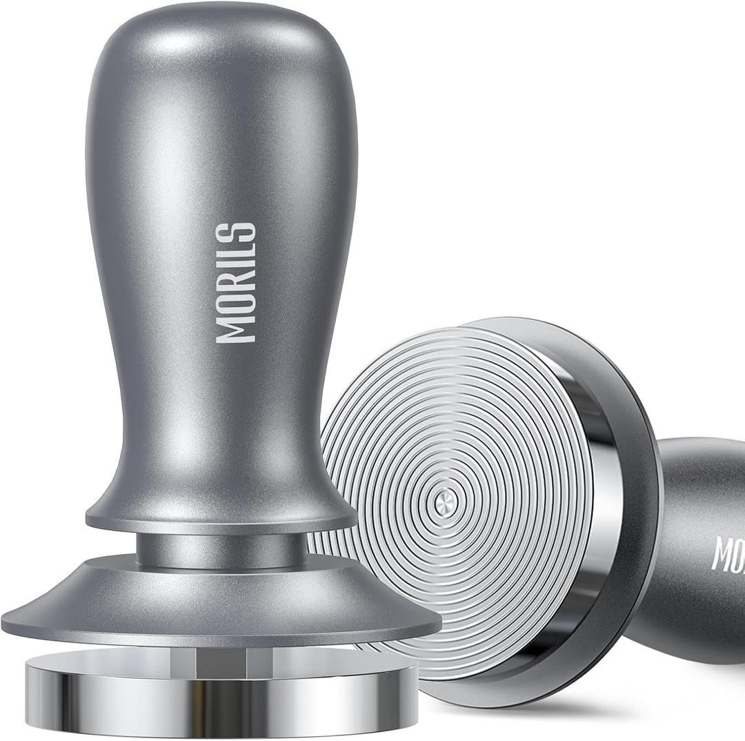 Espresso Tamper 58mm, MORILS Premium Barista Coffee Tamper with Constant 30lb Calibrated Spring Loaded, Stainless Steel Base, Fits for All 58mm 58.5mm Portafilters, Espresso Accessories (Silver)