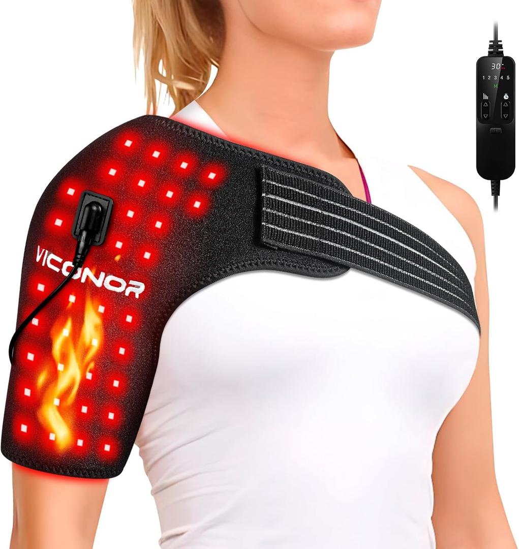 Viconor Red Light Therapy for Shoulder Pain Relief, Infrared Light Therapy for Body, Improve Joint Muscle, 660nm & 850nm Red Light Shoulder Wrap, Black1