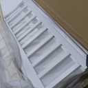 Queen Floor Bed Frame with Fence, Queen Size Floor Bed with Door & Safety Guardrails, Rubber Wood Montessori Bed for Boys & Gilrs, White