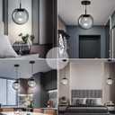 Advanced 3CCT Smoke Glass Pendant Light, Built-in LED Panel for Ultra-Even, Glare-Free Lighting, Modern Design and Stylist Fixture for Kitchen Island, Dining Table and Bedside(7.9in, 1-Pack)
