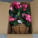 Briful Fake Hanging Flowers with Basket, Hot Pink Artificial Azalea Hanging Silk Basket Flowers Outdoor Faux Flowers for Home Garden Patio Porch Balcony Yard Decor
