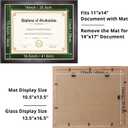 14x17 Diploma Frame with Forest/Gold Mats for 11x14 Certificate, Brown