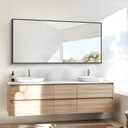 BONEWEI Bathroom Mirror,24x48 inch Wall Mirror for Bathroom Wall Mounted Black Rectangle Square Corner Mirrors, Black Bathroom Mirror for Living Room, Farmhouse, Bedroom Entryway, Horizontal/Vertical