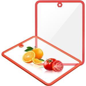 Cutting Board, Glass Cutting Boards for Kitchen, Chopping Board Set with Non-Slip Edges & Hanging Hole, Dishwasher- Safe Clear Cutting Board for Countertop, Meal Prep & Serving