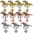 0.27IN-11 Metal Horses for Horse Racing Board Game-3 Colors Large Metal Horses Set with Gold 4+Rose Gold 4+Silver 3-Classic Style Collection Souvenirs .(0.27IN Large Circular Bottom Column)