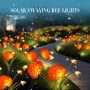 Solar Garden Lights, 4 Pack Solar Swaying Bee Lights with Flowers, Waterproof Firefly Light Outdoor for Garden Patio Yard Pathway Fall Decoration Gifts for Women Mother's Day