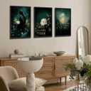 3Pcs Dark Academia Canvas Wall Art Moody Victorian Woman Reading Book Pictures Wall Decor Mystical Gothic Vintage Halloween Posters Prints for Bedroom Living Room Home Decoration(Frameless)