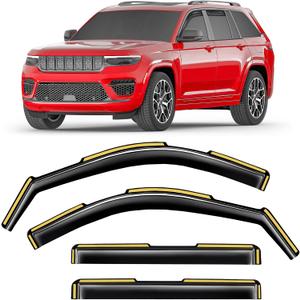 in-Channel Window Rain Guards Fit for Jeep Grand Cherokee 2-Row 2022-2025 (Not for L,Not for 3-Row) Window Deflectors Window Visor Vent Visors Vent Shades Exterior Car Accessories