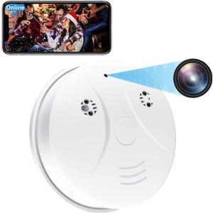 Mini Camera Smoke Detector Camera WiFi HD 1080P Wireless Small Nanny Cam for Home Surveillance Security Cameras Indoor/Outdoor Wireless
