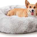 WESTERN HOME WH Calming Dog & Cat Bed, Anti-Anxiety Donut Cuddler Warming Cozy Soft Round Bed, Fluffy Faux Fur Plush Cushion Bed (20.0"L x 20.0"W x 8.0"Th)