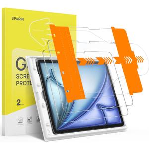 SPARIN 2 Pack Screen Protector for iPad Air 11 Inch M3/M2 (7th /6th Generation, 2025/2024), Tempered Glass for iPad Air 7/6 Gen with Easy Installation Tray, Apple Pencil Pro Compatible, Case Friendly