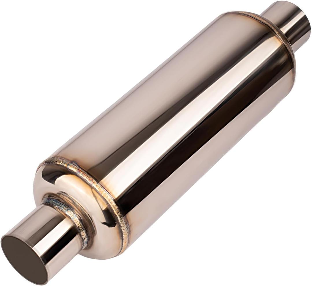 Universal Muffler Exhaust 2" Inlet & Outlet 14" Overall Length, Stainless Steel Resonator Exhaust (No Burnt)