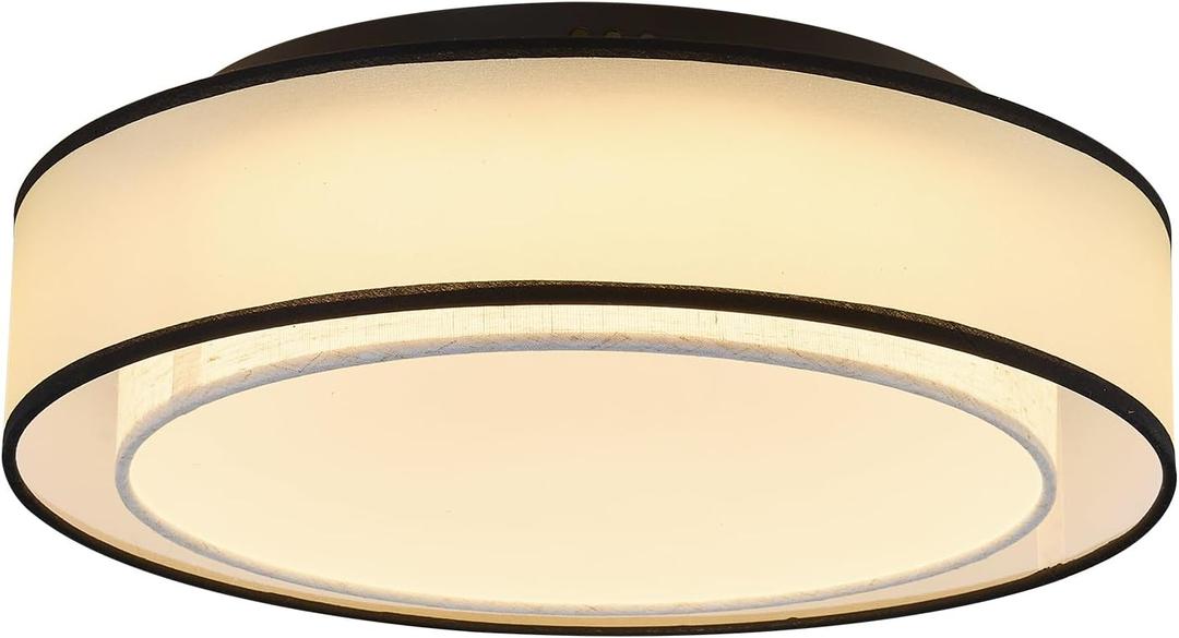 Modern Flush Mount Ceiling Light Fixture Drum Chandelier Fabric Shade Close to Ceiling Light for Bedroom Dining Room Hallway Foyer Closet
