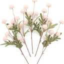 Floroom 5pcs Blush Faux Silk Mums Artificial Flowers, Bulk Fake Small Mini Chrysanthemums with Stems for DIY Pink Wedding Centerpieces Floral Arrangements Vase Fillers Home Decorations