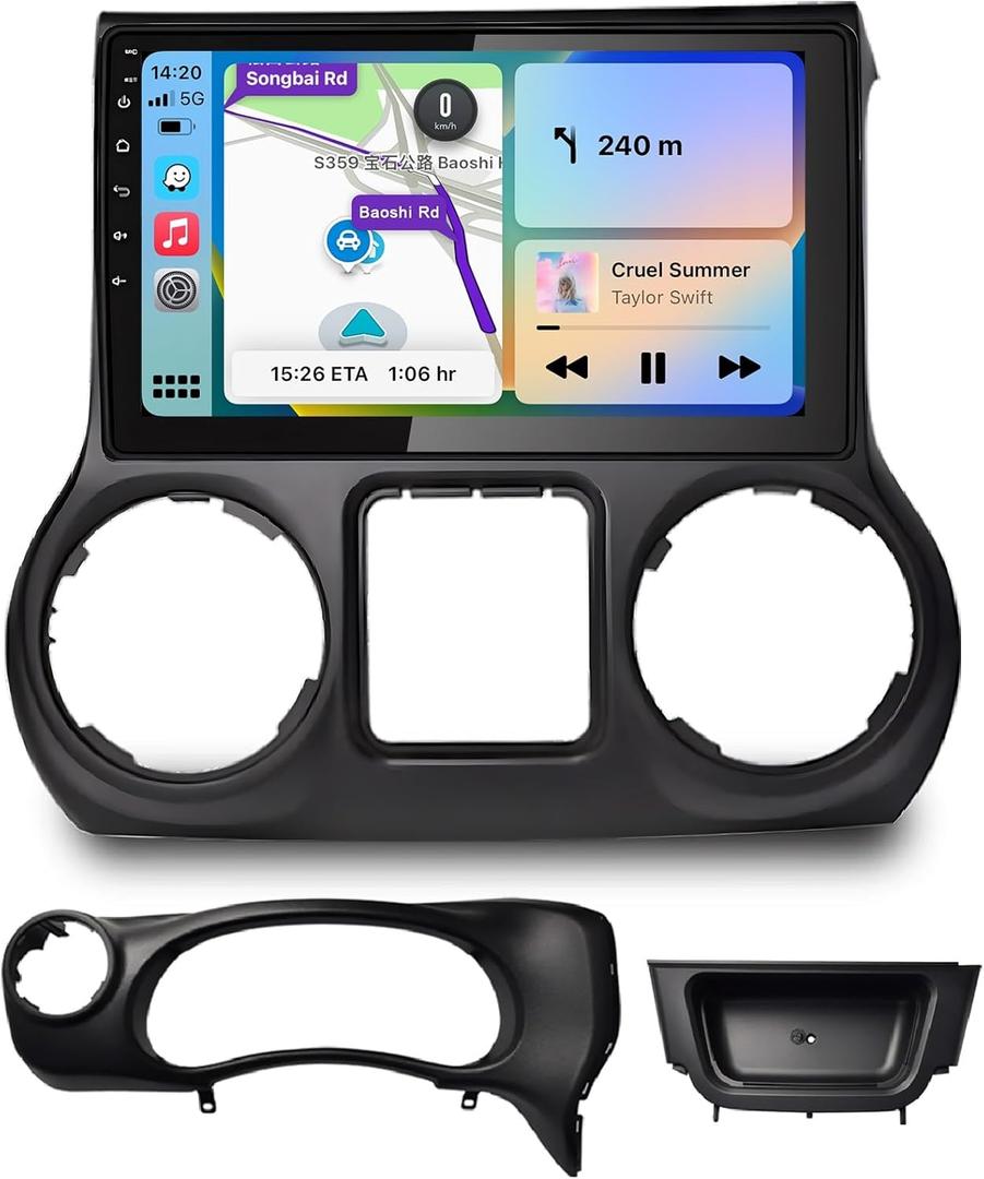 IYING Wireless CarPlay Car Stereo Radio Upgrade for Jeep Wrangler 2015-2017, 8-Core 4GB+64GB Wireless Android Auto 10.1 Inch QLED Touchscreen AM/FM WiFi Bluetooth GPS Navigation Android Car Player