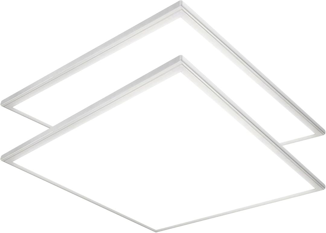 2x2 LED Flat Panel Light with Emergency Driver - Case of 4, Adjustable Wattage 20W/25W/30W/35W/40W, 5 Color Tunable, DLC Premium LED Panel Lights for Offices, Hospitals - 23.74" W x 23.74" L